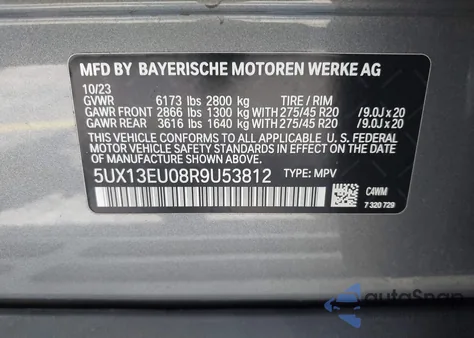 2024 BMW X5 Sdrive40I from USA, damaged, VIN 5UX13EU08R9U53812